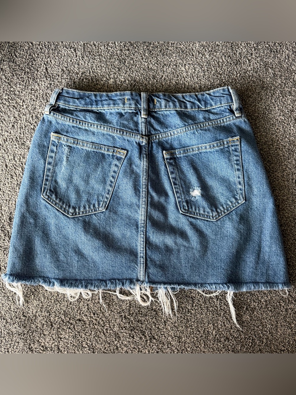 Free People Distressed Button-Front Denim Mini Skirt - Picture 4 of 6